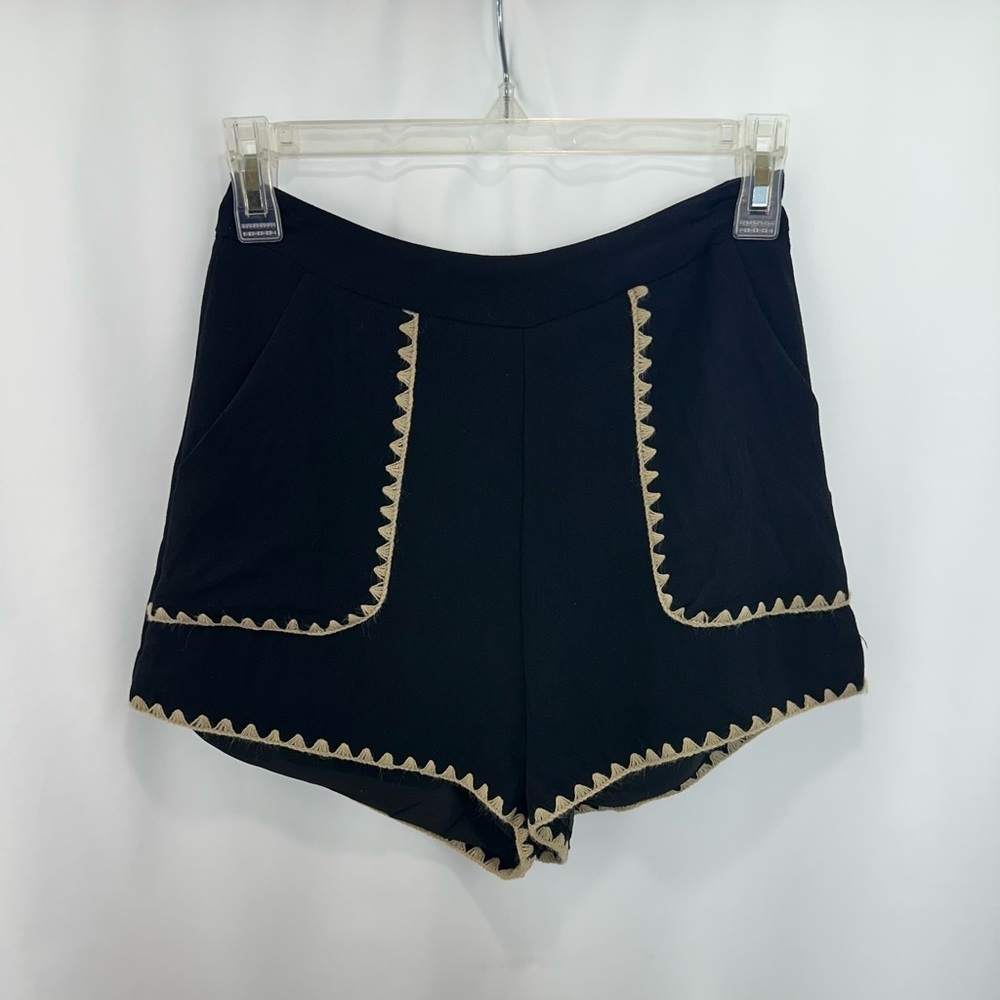 Black Women's Shorts with Tan Trim